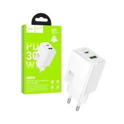 Adaptador Hoco N71 Nuevo 2 portas USB + Type-C PD30W GAN Branco